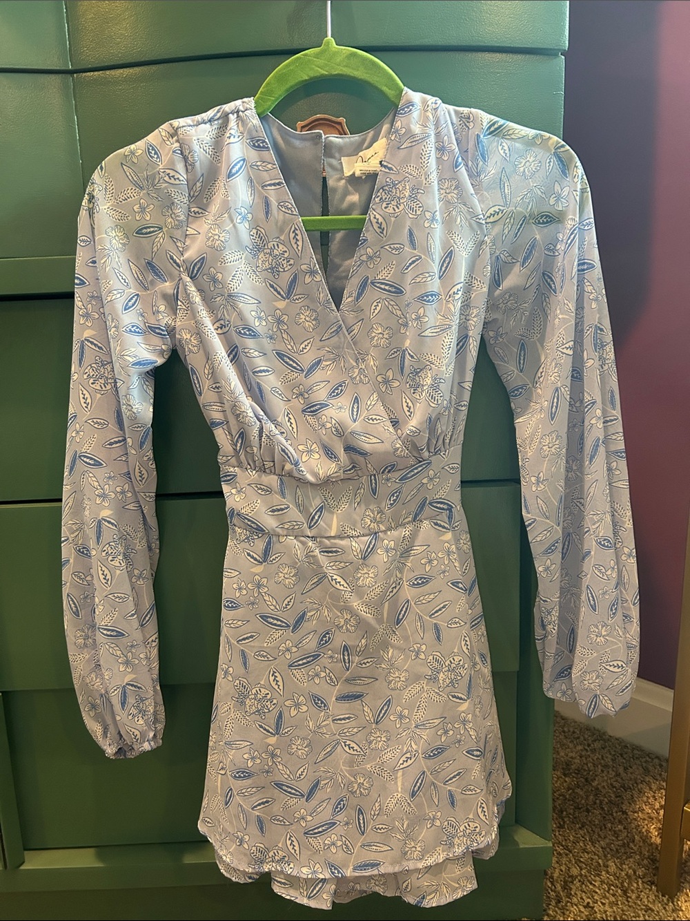 Japna Light Blue Floral Long-Sleeve Romper